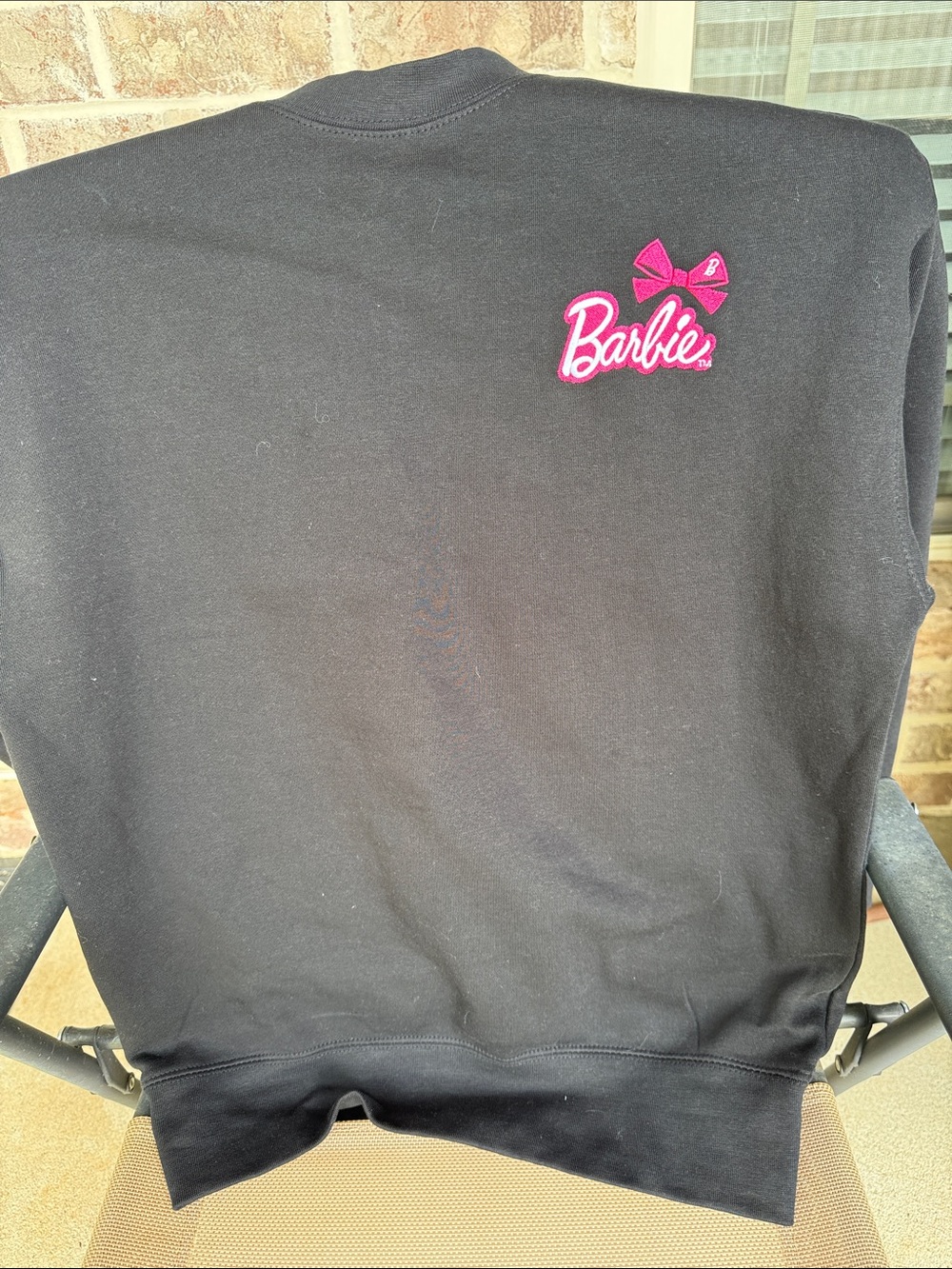 Barbie Black Sweatshirt with Hot Pink Logo and Bow